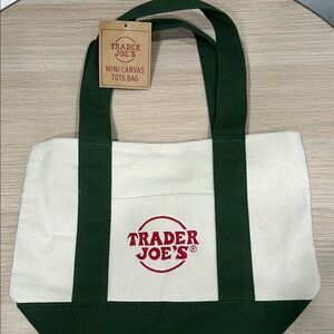 Trader Joe's green Mini Canvas Tote Bag